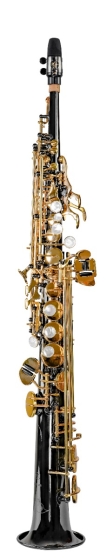 Trevor James EVO Soprano Saxophone - Black Plated Gloss, Gold Lacquer Keywork